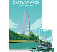 Rompecabezas para Adultos de 1000 Piezas,póster de Viaje del Gateway Arch,Arte de Corte Fino,Juego Creativo para el Cerebro,Juego para Momentos de Tranquilidad,Arte navideño para el Ocio 38x26cm