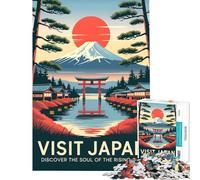 Rompecabezas para Adultos de 1000 Piezas Póster de Viaje Visita Japón Rompecabezas de 1000 Piezas Juguete Decorativo para Pared Juego desafiante y difícil para Jugar en Familia (75x50cm)
