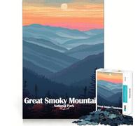 Rompecabezas para Adultos de 1000 Piezas,póster del Parque Nacional de Las Grandes Montañas Humeantes,decoración Ideal,Rompecabezas,Regalo para el Tiempo Libre,Regalo de cumpleaños para Aficionados