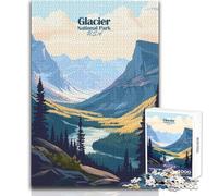 Rompecabezas para Adultos de 1000 Piezas, póster del Parque Nacional Glaciar, un pasatiempo Tranquilo y satisfactorio, Juguete de Corte de precisión Entrelazado, tamaño 38x52cm