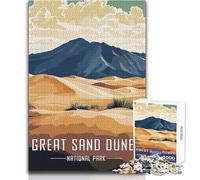 Rompecabezas para Adultos de 1000 Piezas, póster del Parque Nacional Great Sand Dunes, un pasatiempo Tranquilo y satisfactorio, Juguete de Corte de precisión Entrelazado, tamaño 38x52cm