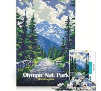 Rompecabezas para Adultos de 1000 Piezas póster del Parque Nacional Olímpico de Washington Juegos relajantes para Pasar el Tiempo en casa un Gran Regalo para los Amantes de los Videojuegos 38x26cm