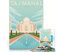 Rompecabezas para Adultos de 1000 Piezas póster del Taj Mahal de la India Juego Divertido para concentrarse en Las articulaciones Juego Casual para divertirse en el Tiempo Libre Regalo de cumpleaños