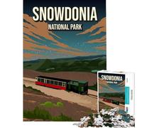 Rompecabezas para Adultos de 1000 Piezas Póster del Tren del Parque Nacional de Snowdonia Inglaterra Juego Educativo desafío Juguete Juego Familiar diversión Familiar Regalos de cumpleaños 75x50cm