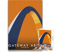 Rompecabezas para Adultos de 1000 Piezas, póster Minimalista de Gateway Arch, Misuri, Juego Educativo, Regalo de cumpleaños, Regalo de Amigo Secreto, tamaño 50x75cm