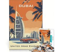 Rompecabezas para Adultos de 1000 Piezas póster Original de Viaje del Burj Al Arab de Dubái Juguete Educativo difícil y desafiante Que Mejora el Amor Entre Parejas 38x26cm