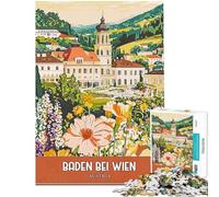 Rompecabezas para Adultos de 1000 Piezas Póster turístico de Baden Bei Wien Austria Rompecabezas para Adolescentes Regalo de cumpleaños Juguete difícil y desafiante Juego Intelectual 38x52cm