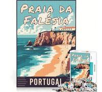 Rompecabezas para Adultos de 1000 Piezas, Praia da Falésia en Portugal, Juegos Divertidos para Toda la Familia, con Piezas de Formas aleatorias Que encajan Perfectamente 38x52cm