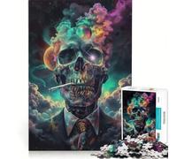 Rompecabezas para Adultos de 1000 Piezas Prepárate Calavera de Humo Juegos educativos Divertidos y con Humor Ideales para Decorar tu Escritorio 38x52cm