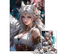 Rompecabezas para Adultos de 1000 Piezas Princesa Zorra Blanca Juego Familiar para Adultos Regalos para Mujeres Cumpleaños y Navidad (Tamaño 38x26cm)
