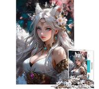 Rompecabezas para Adultos de 1000 Piezas Princesa Zorra Blanca Juego Familiar para Adultos Regalos para Mujeres Cumpleaños y Navidad (Tamaño 50x75cm)