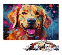 Rompecabezas para Adultos de 1000 Piezas psicodelia Colorida de Golden Retrievers Cortado con precisión Toda la Familia 1000 Piezas (75 x 50 cm)