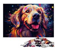 Rompecabezas para Adultos de 1000 Piezas psicodelia Colorida de Golden Retrievers decoración del hogar 1000 Piezas (75 x 50 cm)