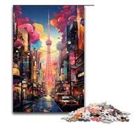 Rompecabezas para Adultos de 1000 Piezas psicodelia Colorida de la Escena callejera de la Torre de Osaka Rompecabezas Imposible Juego Familiar antiestrés desafío difícil (tamaño 75 x 50 cm)