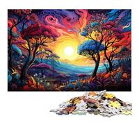 Rompecabezas para Adultos de 1000 Piezas: Psicodelia Colorida en el Parque Nacional Grand Teton Rompecabezas con póster a Juego y Hoja de Trivia (1000 Piezas 75 x 50 cm)