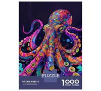 Rompecabezas para Adultos De 1000 Piezas Psychedelic Neon Octopus Rompecabezas para Adultos Juguetes Antiestrés Difícil Difícil Cumpleaños Y Navidad 52x38cm/1000pcs