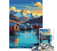 Rompecabezas para Adultos de 1000 Piezas Pueblo costero con Paisaje montañoso Juego Educativo Juguetes didácticos Regalos de Amigo Invisible Mejora la Memoria (Tamaño 38x52cm)