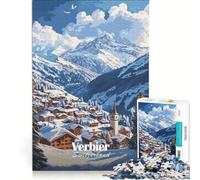 Rompecabezas para Adultos de 1000 Piezas Pueblo de montaña de Verbier Suiza Juego de ingenio para divertirse en Familia y Fortalecer el Amor en Pareja 50x75cm