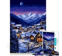 Rompecabezas para Adultos de 1000 Piezas Pueblo Invernal Suizo, Arte, Bordes Finos, artesanía, Juego cognitivo, Juguete, Juego Relajante, decoración navideña para Pared (38x52cm)