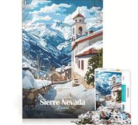 Rompecabezas para Adultos de 1000 Piezas Pueblo nevado en Sierra Nevada Juegos Familiares Carrera de Velocidad de Manos Ideal para Decorar el Escritorio 38x52cm