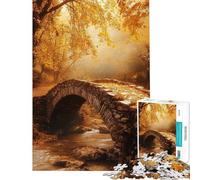 Rompecabezas para Adultos de 1000 Piezas Puente de Piedra otoñal sobre un Arroyo Rompecabezas Relajante para Adultos Ideal para divertirse en Familia cumpleaños (tamaño 38x52cm)