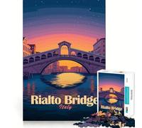Rompecabezas para Adultos de 1000 Piezas Puente de Rialto,Venecia,Italia Juguete Divertido para armar Piezas,desafío Mental,Juego Acogedor,Regalo de cumpleaños (38x52cm)