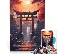 Rompecabezas para Adultos de 1000 Piezas: Puerta de fantasía Japonesa, decoración de Pared, decoración, póster y Hoja de curiosidades a Juego 38x52cm
