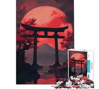 Rompecabezas para Adultos de 1000 Piezas Puerta Japonesa bajo un Muro Rojo Un desafío para completar Juego práctico y difícil Apto para Mayores de 14 años 38x26cm