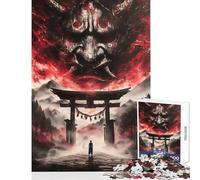 Rompecabezas para Adultos de 1000 Piezas Puerta Torii Malvada Máscara Oni Juguetes antiestrés Regalos de Amigo Secreto Juegos educativos Ayuda a ejercitar el Cerebro Tamaño 38x52cm