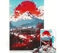 Rompecabezas para Adultos de 1000 Piezas Puesta de Sol en el Monte Fuji, Juegos relajantes, Actividades Divertidas para Hacer en casa, con póster y Hoja de Preguntas a Juego 38x26cm