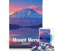Rompecabezas para Adultos de 1000 Piezas Puesta de Sol en el Monte Meru, Juegos relajantes, Actividades Divertidas para Hacer en casa, con póster y Hoja de Preguntas a Juego 38x26cm
