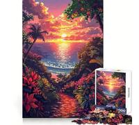 Rompecabezas para Adultos de 1000 Piezas,Puesta de Sol Hawaiana,Pixel Art,Bordes impecables,Divertido,Actividad Cerebral Inteligente,Juego Tranquilo,decoración navideña para el hogar 50x75cm