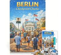 Rompecabezas para Adultos de 1000 Piezas: Puesto de Control de Berlín Charlie, decoración de Pared de Juguete, Divertido y con Humor, cumpleaños y Navidad 38x26cm
