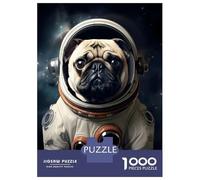 Rompecabezas para Adultos De 1000 Piezas Pug Dog Astronaut Rompecabezas para Adultos Juguetes Antiestrés Aliviador del Estrés Regalos De Cumpleaños Y Únicos 52x38cm/1000pcs