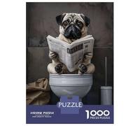 Rompecabezas para Adultos De 1000 Piezas Pug Dog Funny Cute Rompecabezas para Adultos Juego Práctico Corte De Precisión 38x26cm/1000pcs