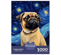 Rompecabezas para Adultos De 1000 Piezas Pug Dog Vincent Van Gogh Rompecabezas para Adolescentes Juego Familiar Carrera De Velocidad Manual Cumpleaños 70x50cm/1000pcs