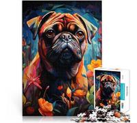 Rompecabezas para Adultos de 1000 Piezas Pug en el Jardín del Edén Juguete Educativo para aliviar el estrés Regalo Divertido 38x26cm