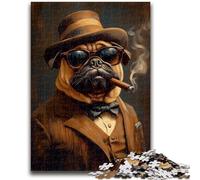 Rompecabezas para Adultos de 1000 Piezas, Pug Fumador, Ayuda a ejercitar el Cerebro, Juguetes adictivos para Cultivar la Paciencia, interacción Entre Padres e Hijos, 50x75cm