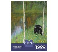 Rompecabezas para Adultos De 1000 Piezas Pug in A Birch Forest Gustav Klimt Rompecabezas para Adultos Juego Familiar Análisis Y Desafío Educativo De Lógica 52x38cm/1000pcs