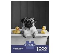 Rompecabezas Para Adultos De 1000 Piezas Pug in Bathtub with Rubber Ducks Funny Bathroom Poster Rompecabezas Para Adultos Juegos Relajantes Pero Divertidos Y Humorísticos Interacción Entre Padres E Hi
