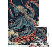 Rompecabezas para Adultos de 1000 Piezas Pulpo Juego Familiar Submarino Juguete para Mejorar la Memoria decoración de Pared Que fomenta el Amor Entre Parejas (50x75cm)