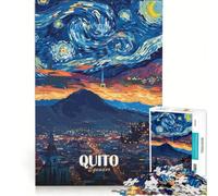 Rompecabezas para Adultos de 1000 Piezas Quito Ecuador Paisaje Urbano Estrellado decoración de Pared decoración Perfecta cumpleaños 38x52cm