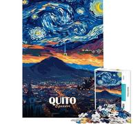 Rompecabezas para Adultos de 1000 Piezas Quito Ecuador ︰ Paisaje Urbano Nocturno Estrellado Rompecabezas para Adultos Juegos relajantes Alivia el estrés Oferta Toda la Familia