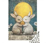 Rompecabezas para Adultos De 1000 Piezas Rabbit Couple with Mooncake Rompecabezas para Adultos Juegos Relajantes Decoración De Pared Cumpleaños Y Navidad 52x38cm/1000pcs