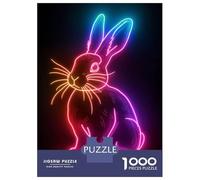 Rompecabezas para Adultos De 1000 Piezas Rabbit Neon Animal Rompecabezas para Adultos Juegos Familiares Montaje De Patrones Cumpleaños Y Navidad 52x38cm/1000pcs