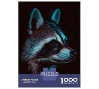 Rompecabezas para Adultos De 1000 Piezas Raccoon Portrait with Teal Lighting Rompecabezas para Adultos Juguetes Antiestrés Regalos para Mujeres Cumpleaños Y Navidad 38x26cm/1000pcs