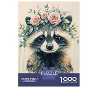 Rompecabezas para Adultos De 1000 Piezas Raccoon with Flower Crown Rompecabezas Juego De Ingenio Aliviador del Estrés Difícil Y Desafiante 70x50cm/1000pcs