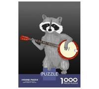 Rompecabezas para Adultos De 1000 Piezas Racoon Playing The Banjo Rompecabezas para Adultos Juguete Decoración De Pared Mejora La Memoria Cumpleaños 52x38cm/1000pcs