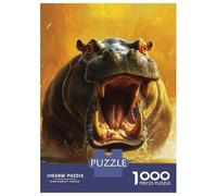 Rompecabezas para Adultos De 1000 Piezas Raging Hippo in Gold Light Rompecabezas para Adultos Juguete Decoración De Pared Difícil Difícil para Cumpleaños, Navidad 70x50cm/1000pcs