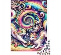 Rompecabezas para Adultos De 1000 Piezas Rainbow Cats Fantasy Art Rompecabezas para Adolescentes Juguetes De Bricolaje Corte De Precisión Difícil Y Desafiante 52x38cm/1000pcs